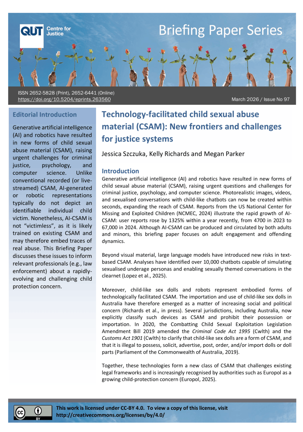 New Briefing Paper: Technology-Facilitated Exploitative Material Involving&nbsp;Minors